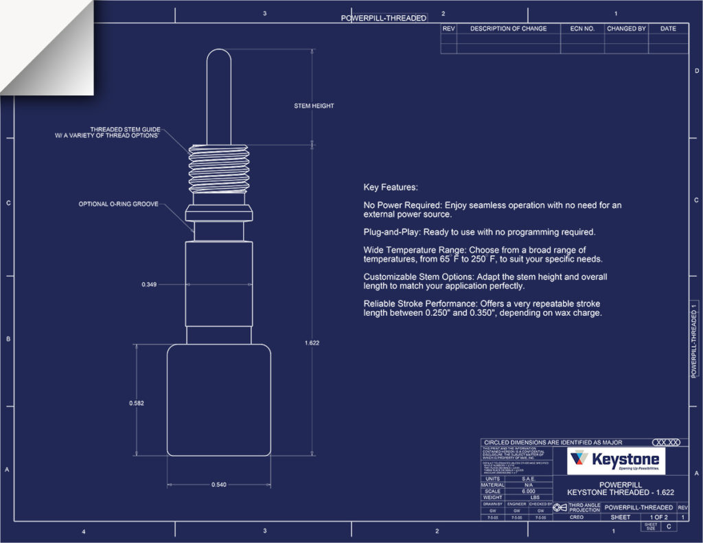 Schematic: Actuator Keystone Threaded